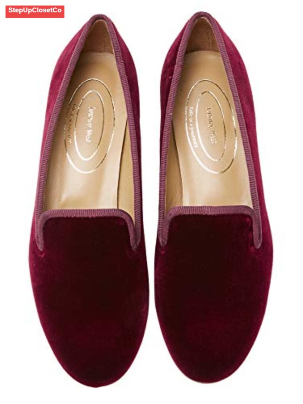 Women's Velvet Loafer Flat with Embroidery, Goat Leather Insole, Slip-On